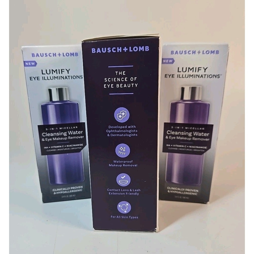 3 Pack: Bausch + Lomb Lumify 3 in 1 Micellar Cleansing Water 5.4oz ea - Picture 2 of 4
